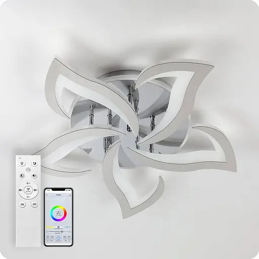 Люстра світлодіодна 517 Light 3color з пультом 80Вт Хром (02074) - фото 1