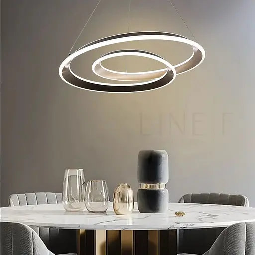 Підвісна кільцева люстра в сатиновому перекрученому корпусі 60 см Line F Арт. MJ340-600 Champagne GD - фото 1