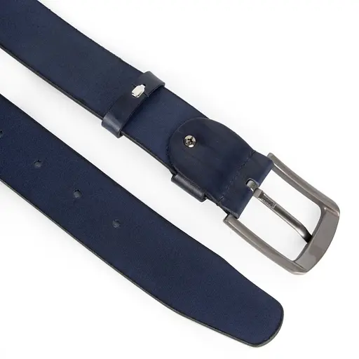 Ремінь чоловічий шкіряний HC-4088 (125 см) синій під джинси - фото 3