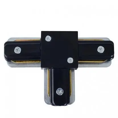 З'єднувач рейки для світильника Т-образний чорний - фото 1