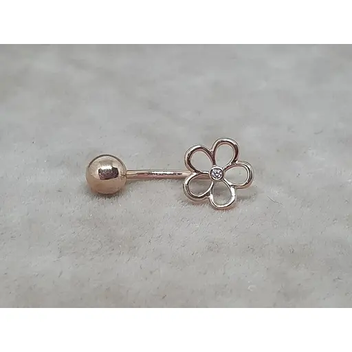 Золота сережка-пірсинг Столична Ювелірна Фабрика Квітка з фіанітами 360086 - фото 3