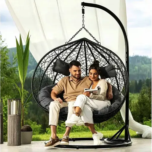 Підвісне крісло-кокон Di Volio Foggio двомісне чорний - фото 4