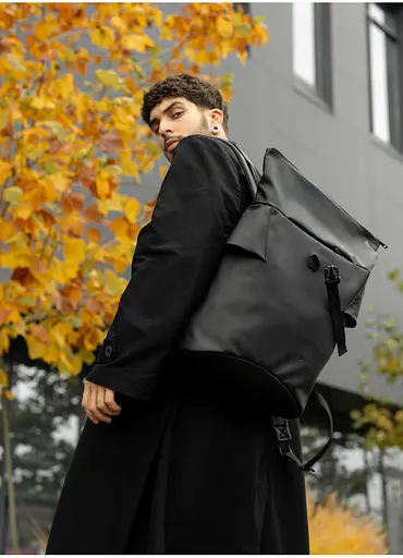 Мужской рюкзак ролл Sambag RollTop KZN черный 41 х 27 х 18 см (24300001m) - фото 4