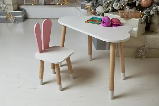 Дитячий стіл Хмарка і стільчик Зайчик (Білий з рожевим) - фото 5