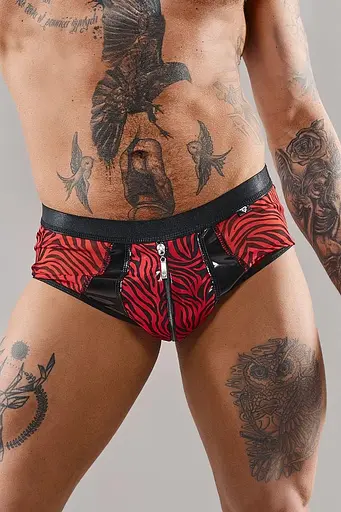 Шорти на блискавці Regnes Fetish Planet XL (чорний з червоним) - фото 9