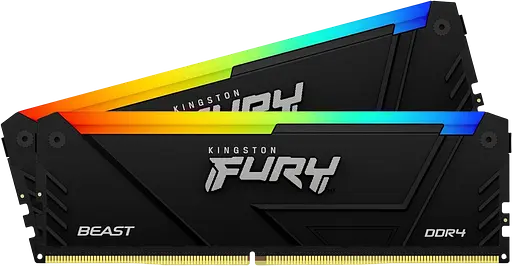 Оперативная память Kingston Fury 16GB (2x8GB) DDR4 3200MHz Beast RGB (KF432C16BB2AK2/16WP) - фото 1