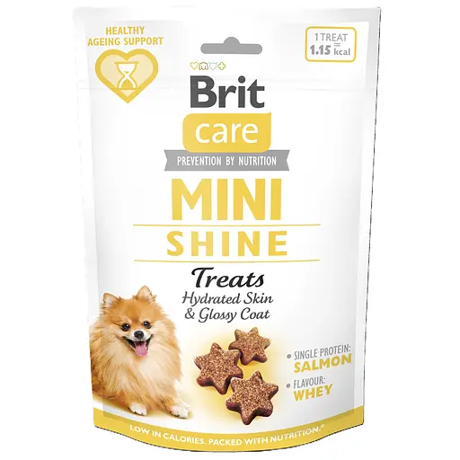 Ласощі Brit Care Mini Treats Shine для собак малих порід для блискучої шерсті з лососем 50 г - фото 1