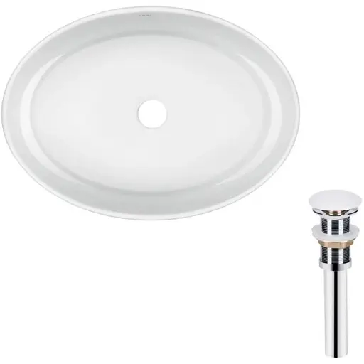 Комплект Qtap Kolibri: Раковина накладна овальна 500x360x140 мм White + Донний клапан PU02 (QT10113054WN47311) - фото 1