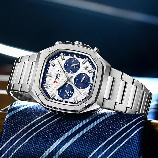 Наручний годинник чоловічий 8459 Silver-White Curren acs0031413 - фото 2