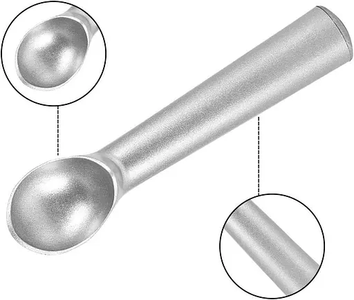 Ложка лита алюмінієва для морозива для морозива, бісквітного тіста, замороженого йогурту 18 см, Kitchen Master 85317 - фото 9