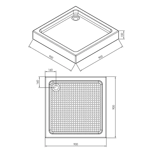 Душевой поддон Imprese 90x90x15 см квадратный,в комплекте с сифоном s0949090S белый - фото 2