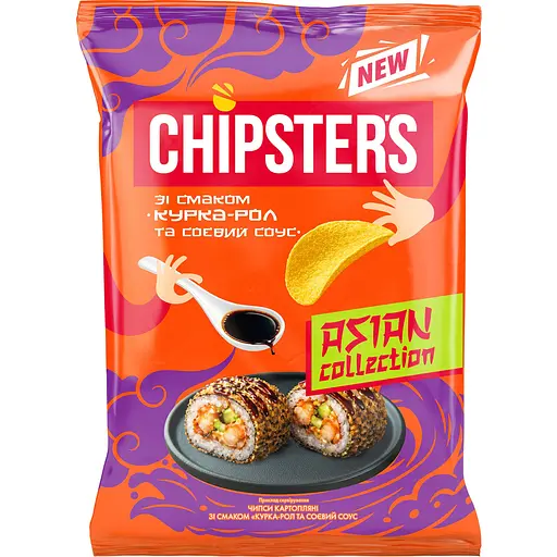 Чипсы Chipster's Курица-ролл и соевый соус картофельные 90 г - фото 1