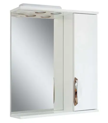 Дзеркало для ванної ПіК Альба 0165 праве з шафкою 65 см Білий 30412 - фото 1