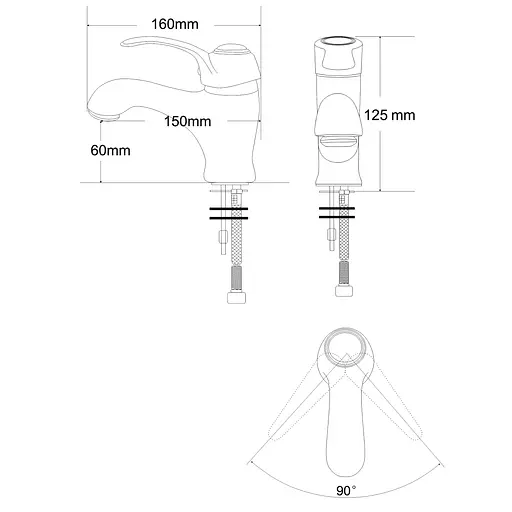 Змішувач для умивальника RJ Fortuna 40 мм хром RBZ018-1 Хром - фото 2
