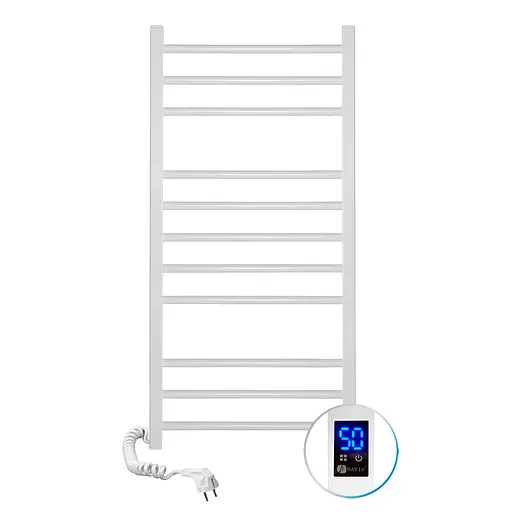 Електрична рушникосушка Navin Класик Квадро 500x1000 Sensor ліва з таймером, біла 12-116153-5010, Білий матовий, Ліве, Електронний - фото 4