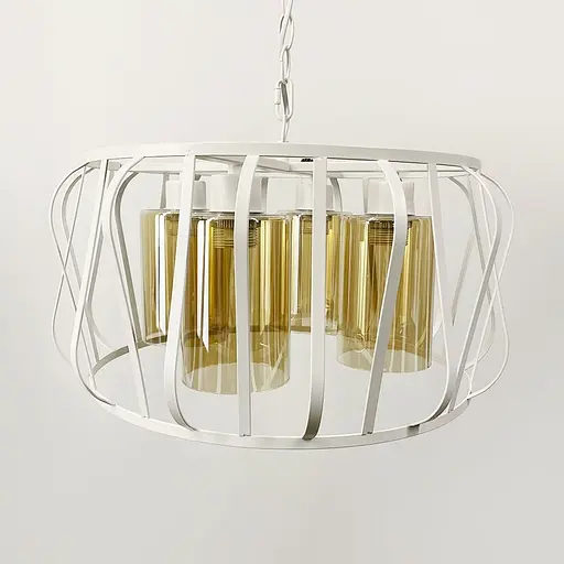 Сучасний світильник в корпусі білого кольору на 4 янтарних плафони | Арт. 12682/4 WT+AM | Line F - фото 3