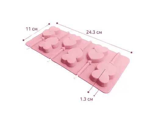 Силиконовая форма для леденцов и конфет на палочке "Сердечки", Kitchen Master Розовый 87402 - фото 3