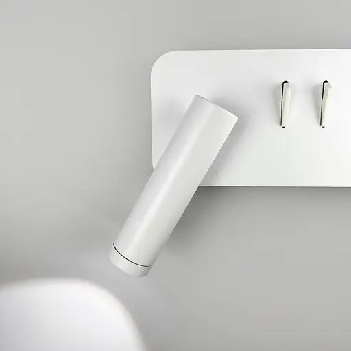 Ліве біле бра на 2 вимикачі з білим плафоном та спотом Line F Арт. WJ032/2 L WT (лівий) - фото 3