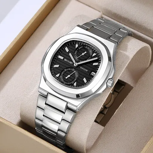 Наручний годинник чоловічий 2423SIBK Silver-Black Skmei acs0029927 - фото 4