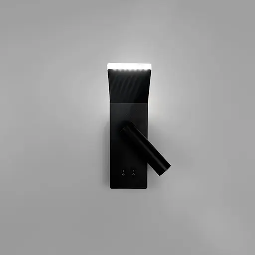 Чорне бра із спотом та верхньою підсвіткою на 2 вимикачі 24х7х13 см Line F Арт. WJ116/2 BK|BK - фото 3