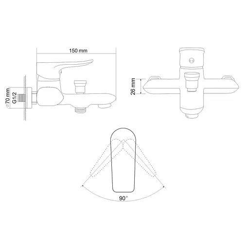 Смеситель для ванны RJ Velum хром RBZ082-3 Хром - фото 2