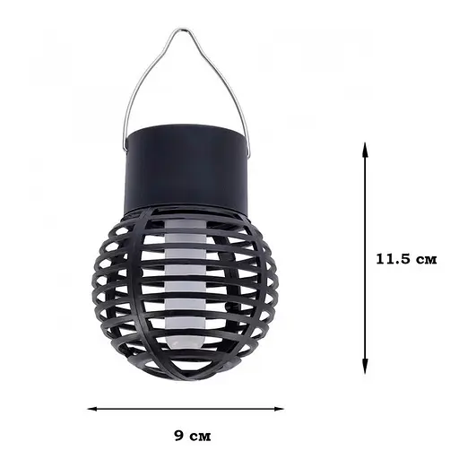 Садовий підвісний світильник Мерехтливе полум'я на сонячній батареї 9 x 6.5 x 6.5 см Black - фото 2