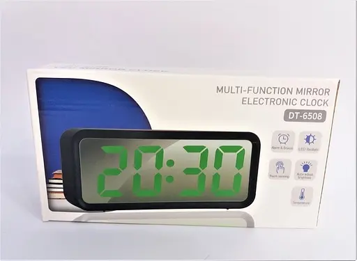 Зеркальные настольные часы Led Mirror Clock DT-6508 цифровые с зеленой подсветкой - фото 4