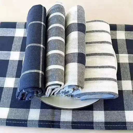 Набір 5 великих кухонних рушників Aquarius 100% бавовна 45 х 70 см Синій/Білий Мультипак - фото 4