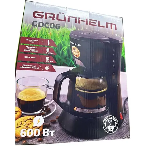Кофеварка Grunhelm GDC06 капельная с автоподогревом со стеклянной колбой 600 мл 600 Вт - фото 8