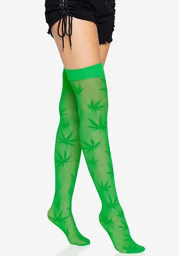Чулки Leg Avenue 420 Net thigh highs Green - фото 5
