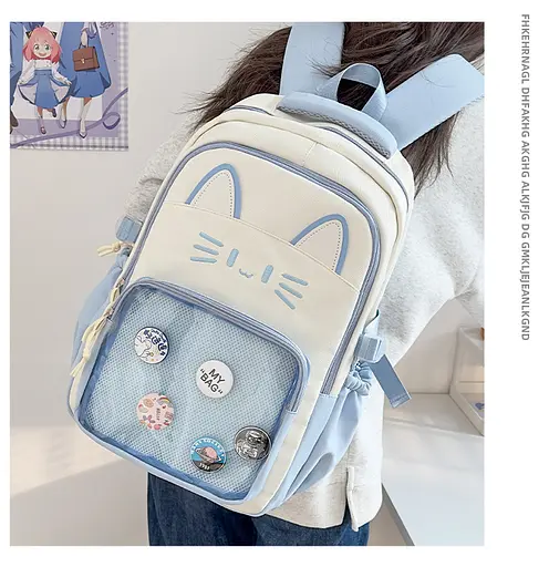 Рюкзак подростковый Котенок, 45x31x13 см, 3 отделения, с прозрачным карманом, 2511 (в ассортименте) - фото 8