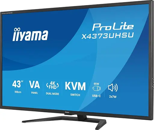 Монітор Iiyama 42.5" X4373UHSU-B2 UHD IPS 60Hz (X4373UHSU-B2) - фото 3