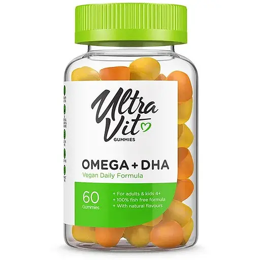 Жирные кислоты VPLab UltraVit Omega + DHA, 60 жевательных таблеток - фото 1