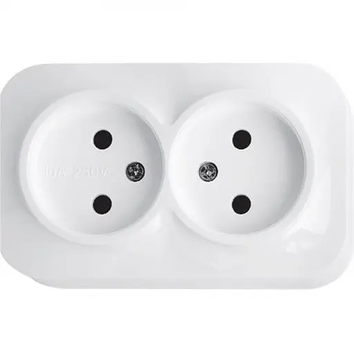 Розетка HOROZ ELECTRIC Eva, двойная, накладная, белая