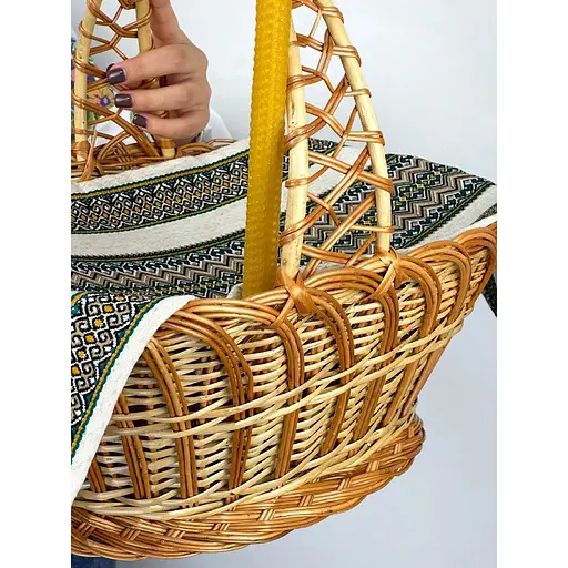 Комплект Великодній кошик Галичина із лляним рушником 70х30 см Рандеву та свічкою - фото 2