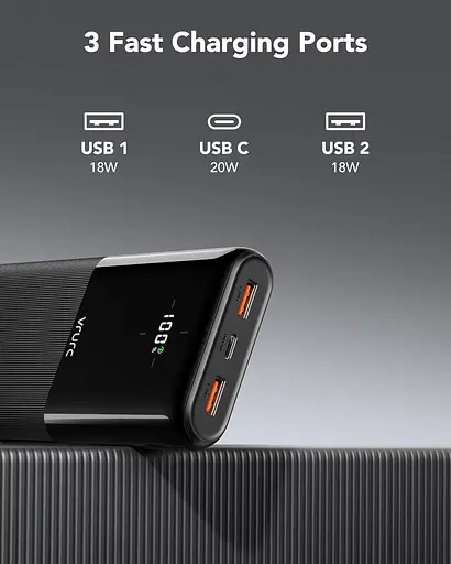 Повербанк VRURC Power Bank 20000 мА·ч, портативное зарядное устройство USB C 20 Вт - фото 2