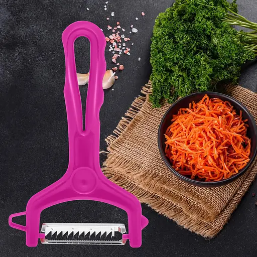 Нож овощерезка для нарезки соломкой овощей и фруктов (для морковки по-корейски) 13 см, Kitchette Розовый 86306 - фото 8