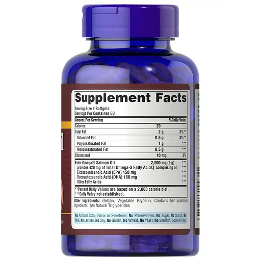 Жирные кислоты Puritan's Pride Salmon Oil 1000 mg, 120 капсул - фото 2