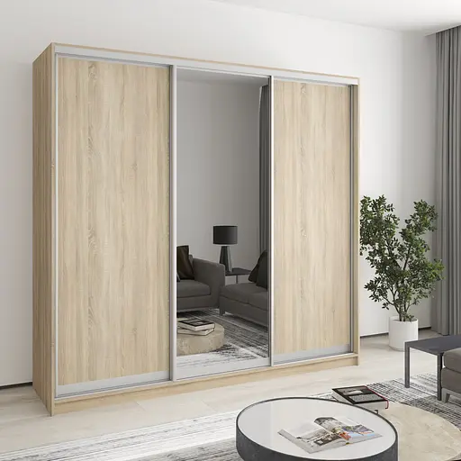 Шафа-купе тридверна MebelStar Стандарт AL 2ДСП/Дзеркало 220x60x210 см Дуб сонома (MBS-2924)