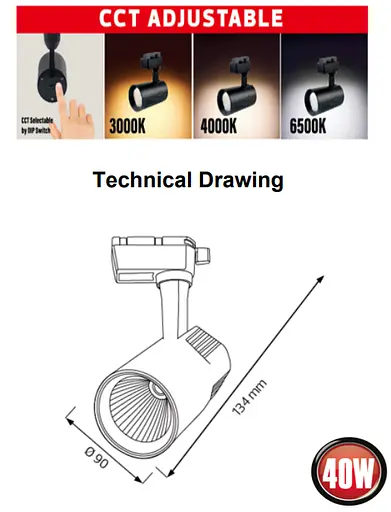 Трековий світлодіодний світильник Horoz Electric VARNA-40 3CCT чорний 018-026-1040 - фото 2