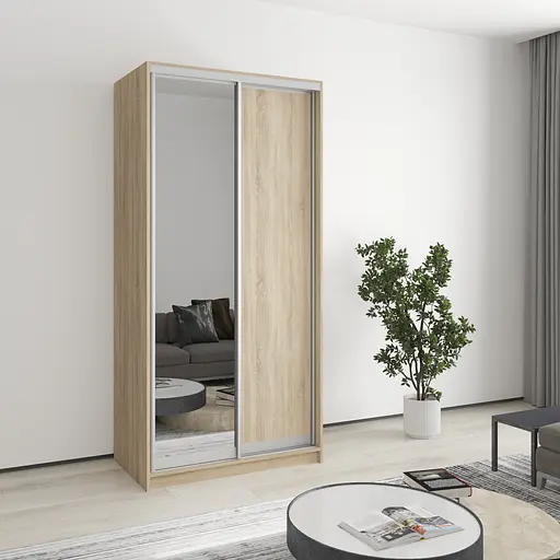 Шафа-купе дводверна MebelStar Стандарт AL ДСП/Дзеркало 100x45x210 см Дуб сонома (MBS-2369)