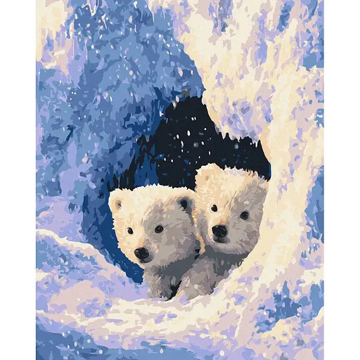 Картина за номерами на підрамнику Brushme Білі ведмедики