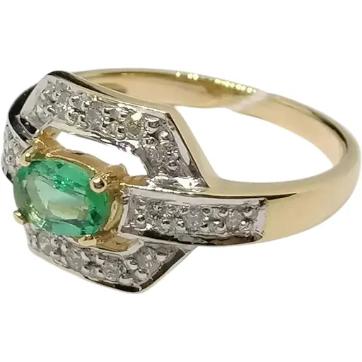 Золотое кольцо Центрумикс трейд с бриллиантами и изумрудом. RE588K 17,5