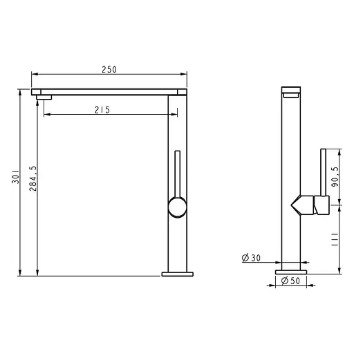Змішувач для умивальника високий нержавіюча сталь чорний Wezer EKO4G-01 BLACK Чорний матовий - фото 2