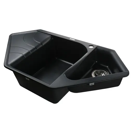 Гранітна мийка Globus Lux Garda чорний 1000x500 мм А0002, Чорний - фото 2