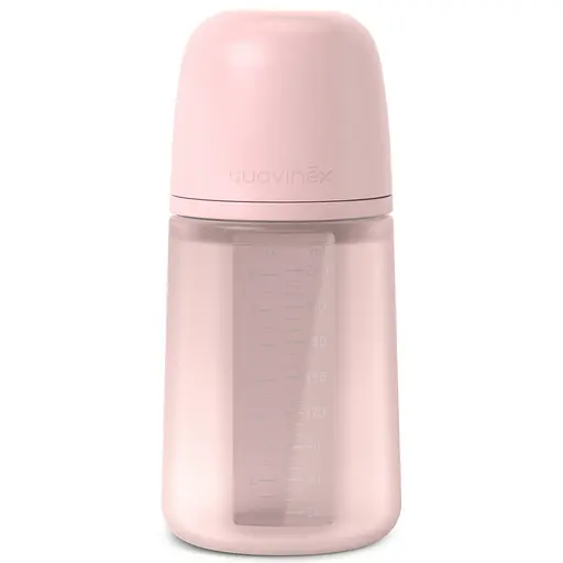 Пляшечка силіконова Suavinex Colour Essence фізіологічна соска повільний потік 240 мл світло-рожева (308654)