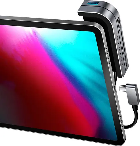 USB-хаб Baseus Bend Angle No.7 Multifunctional Type-C Hub Converter Dark Gray (CAHUB-WJ0G) [77940] - фото 4