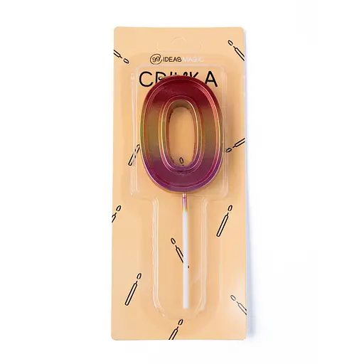 свеча-цифра 0 радужная металлик 7 см, IDEA8-PQ709-0