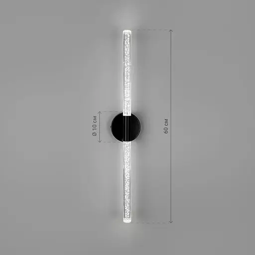 Настінний світильник з імітацією крапель води в чорному корпусі 60 см Line F Арт. W013/600 BK - фото 7