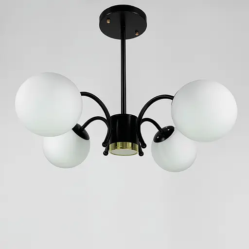 Стильная потолочная люстра на 4 плафона в черном корпусе Line.F K 19/4 BK - фото 1